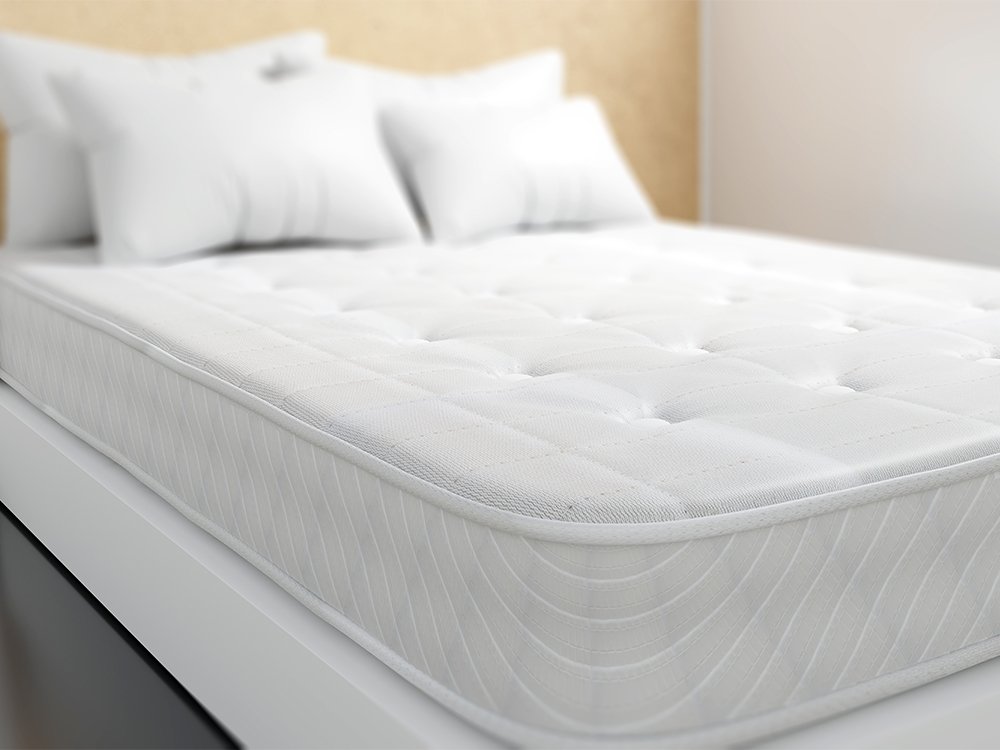 Plush queen mattress with pillows
